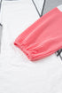 Waffle Patchwork Exposed Seam Balloon Sleeve Color Block Knit Top